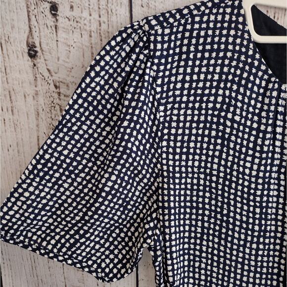 LK Bennett | Navy & Cream "Brenda" Print & Jacquard Tweed Sheath Pencil Dress - Picture 6 of 12